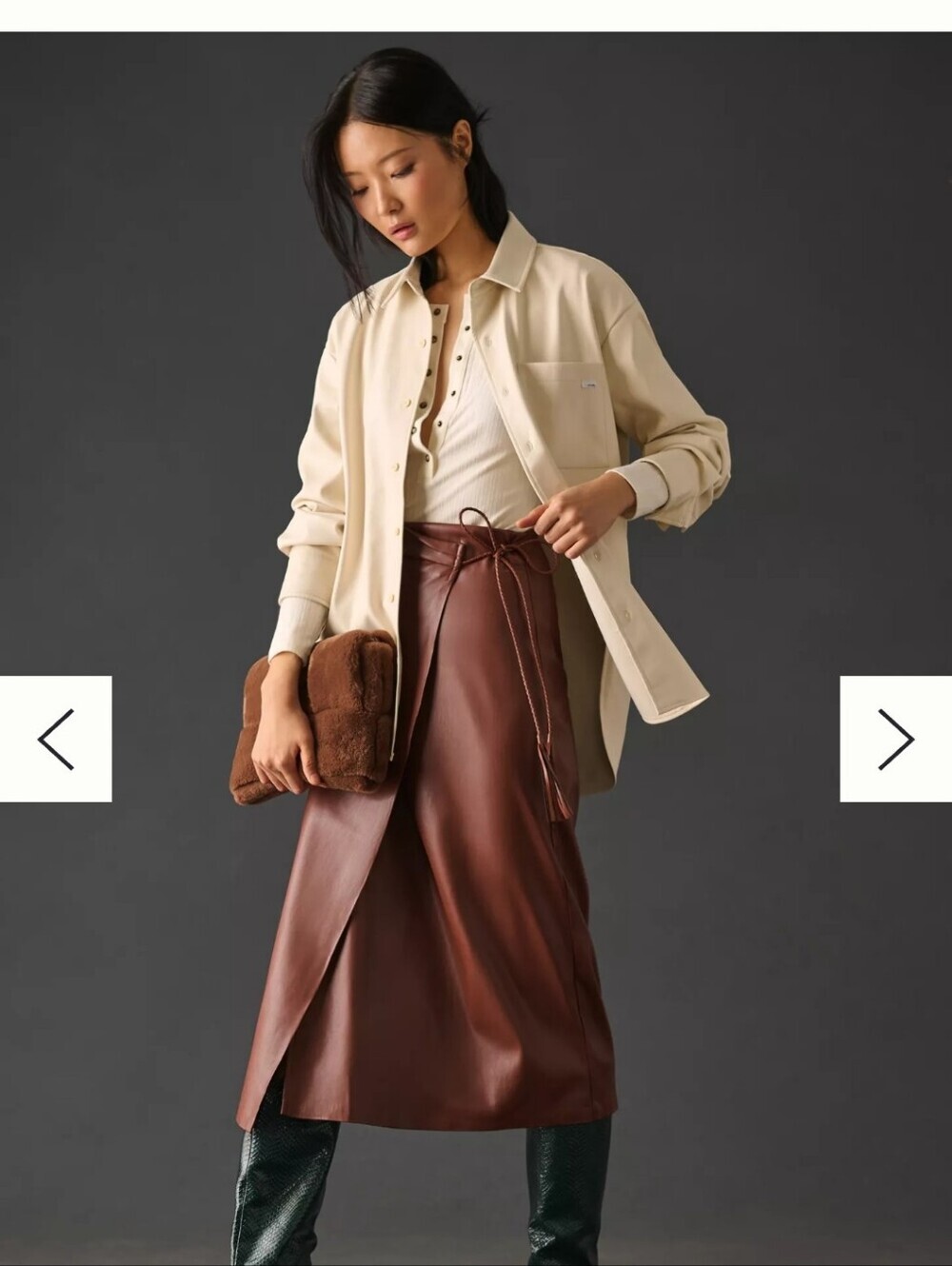 MOTHER The Roomie Frenchie Faux Leather In Cream Size Small
